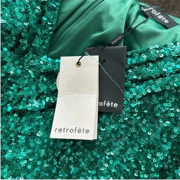 Retrofete Edith Sequin Mini Dress Emerald Green NWT Retrofete Edith Sequin Mini Dress Emerald Green NWT